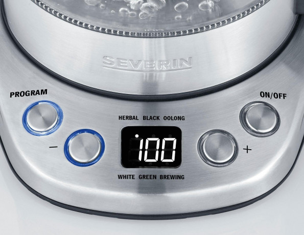Severin Severin Wasser-/Teekocher WK 3473, 2200 W, bis zu 1 l Wasser oder 0,75 l Tee, mit Teesieb, inkl. 5 Teeprogrammen Заварочный чайник для чая/воды Severin WK 3473, 2200 Вт, до 1 л воды или 0,75 л чая, с ситечком для чая, включая 5 чайных программ