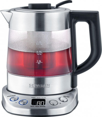Severin Severin Wasser-/Teekocher WK 3473, 2200 W, bis zu 1 l Wasser oder 0,75 l Tee, mit Teesieb, inkl. 5 Teeprogrammen Заварочный чайник для чая/воды Severin WK 3473, 2200 Вт, до 1 л воды или 0,75 л чая, с ситечком для чая, включая 5 чайных программ
