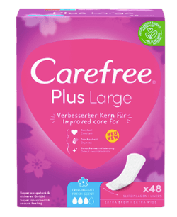 Carefree Slipeinlage Plus Large mit Frischeduf, Прокладки ежедневные Large Plus Fresh с ароматом свежести, 48 шт, 3 упаковки (144 шт)
