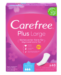 Carefree Slipeinlage Plus Large mit Frischeduf, Прокладки ежедневные Large Plus Fresh с ароматом свежести, 48 шт, 3 упаковки (144 шт)