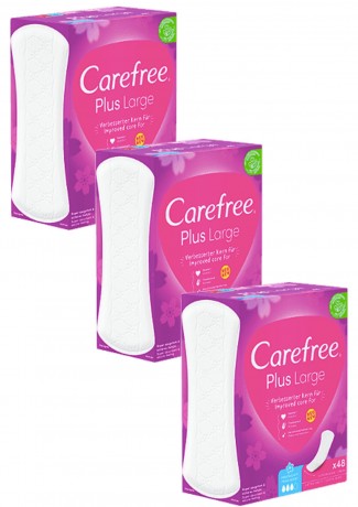 Carefree Slipeinlage Plus Large mit Frischeduf, Прокладки ежедневные Large Plus Fresh с ароматом свежести, 48 шт, 3 упаковки (144 шт)
