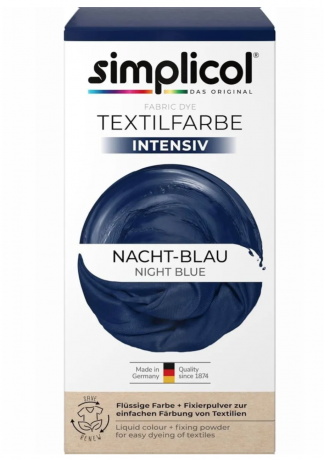 Simplicol Nacht-Blau Краска для ткани синяя  интенсивная, жидкая, для стиральной машины 40 , 150 мл + фиксатор 400 г