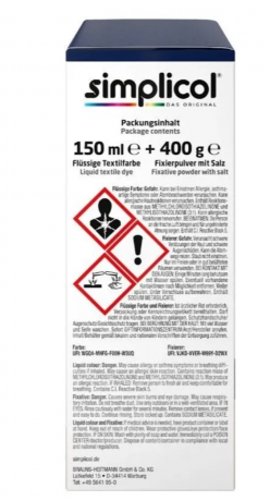 Simplicol Nacht-Blau Краска для ткани синяя  интенсивная, жидкая, для стиральной машины 40 , 150 мл + фиксатор 400 г