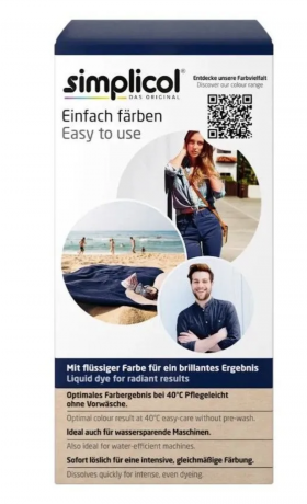 Simplicol Nacht-Blau Краска для ткани синяя  интенсивная, жидкая, для стиральной машины 40 , 150 мл + фиксатор 400 г