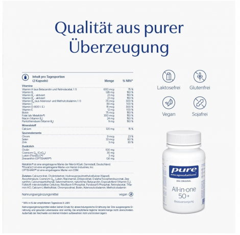 Pure Encapsulations All-in-one 50+, 60st, Мультивитамины 50+ (Австрия), 60шт, гипоаллергенные, активные формы витаминов