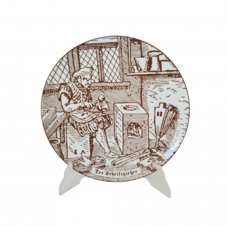 Декоративная тарелка винтажная Johann Seltmann Vohenstrauß Bavaria, фарфор с рисунком в коричневых тонах, 24 x 2,5 см, Германия, 1989г.