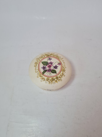 Шкатулка круглая винтажная Swanage Purbeck Ceramics, керамика с ярким цветочным рисунком, ручная работа, 11 x 4,5 см, Англия, 1960-70гг.