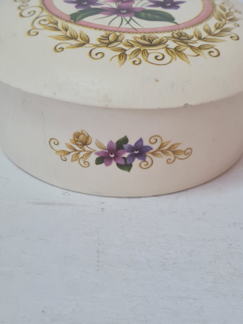 Шкатулка круглая винтажная Swanage Purbeck Ceramics, керамика с ярким цветочным рисунком, ручная работа, 11 x 4,5 см, Англия, 1960-70гг.