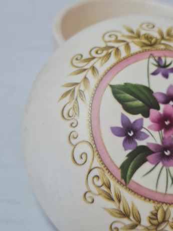 Шкатулка круглая винтажная Swanage Purbeck Ceramics, керамика с ярким цветочным рисунком, ручная работа, 11 x 4,5 см, Англия, 1960-70гг.