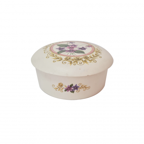 Шкатулка круглая винтажная Swanage Purbeck Ceramics, керамика с ярким цветочным рисунком, ручная работа, 11 x 4,5 см, Англия, 1960-70гг.