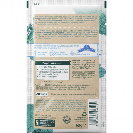 Kneipp Badekristalle Goodbye Stress, 60 g, Kneipp кристаллы для ванны «Прощай, стресс», 60 г