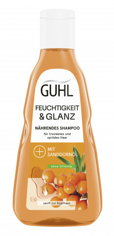 Guhl Feuchtigkeit & Glanz Naehrendes Shampoo, 250 ml, Guhl питательный шампунь для сухих волос с облепиховым маслом и витамином E, 250 мл