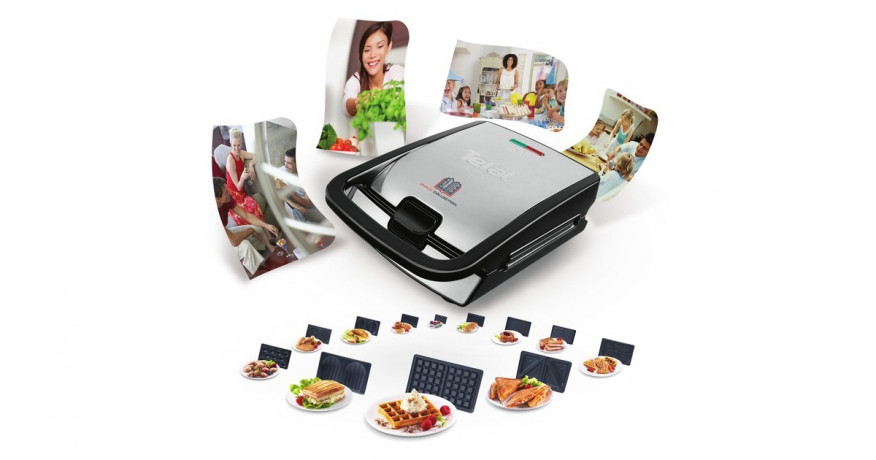 Tefal Tefal Snack Collection SW852D, Sandwichmaker silber/schwarz, 700 Watt, mit 2 Platten-Sets silber/schwarz Tefal Snack Collection SW852D, сэндвичница серебристый/черный, 700 Вт, с 2 наборами тарелок