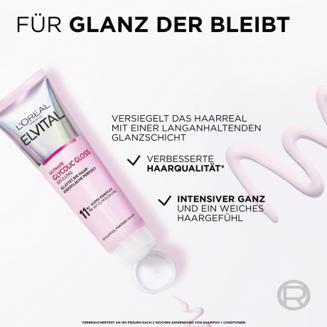 L'Oreal Paris Elvital Glycolic Gloss Spuelung, 150 ml, Кондиционер с гликолевой кислотой для тусклых волос, гладкость поверхности и интенсивный блеск, 150 мл