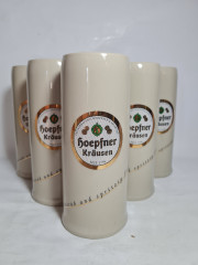 Немецкая пивная кружка винтажная Hoepfner Krausen 1798 с золотистым лого, 6 шт., керамика, 0.5 л, Растал, 20 см, Германия, 1980-90гг.