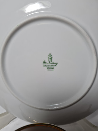 Winterling Schwarzenbach Bavaria Винтажное чайное трио "Яркие цветы" с позолоченным ободком, Германия, 1960-70гг.