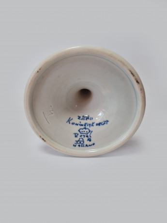 Delft Royal Holland Подсвечник с голубыми цветами и синим ободком, дельфтский фарфор, 14см х 8,5см, Голландия, 1960-70гг.