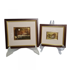 Набор винтажный из двух картин TOPSHOP &quot;Осенний пейзаж&quot;, завод.упаковка, чеканка, паспарту, в раме, 18.5 х 16.5 см, 14.5 х 12.5 см, Германия, 1980-90гг.