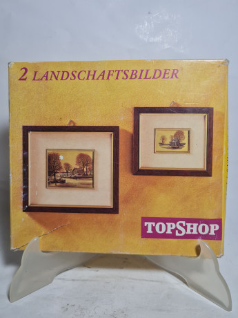 Набор винтажный из двух картин TOPSHOP "Осенний пейзаж", завод.упаковка, чеканка, паспарту, в раме, 18.5 х 16.5 см, 14.5 х 12.5 см, Германия, 1980-90гг.
