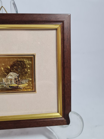 Набор винтажный из двух картин TOPSHOP "Осенний пейзаж", завод.упаковка, чеканка, паспарту, в раме, 18.5 х 16.5 см, 14.5 х 12.5 см, Германия, 1980-90гг.