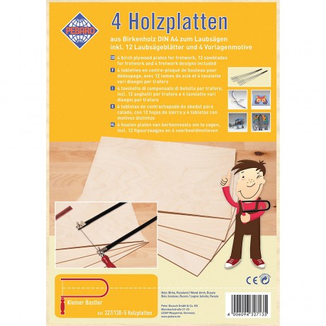 Pebaro 4 Platten Birkensperrholz plus Laubsageblatter und Vorlagenmotiven 4 листа березовой фанеры плюс полотна для лобзика и мотивы шаблонов