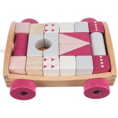 goki Ziehwagen mit 20 Bausteinen Нарисуйте повозку с 20 строительными блоками.