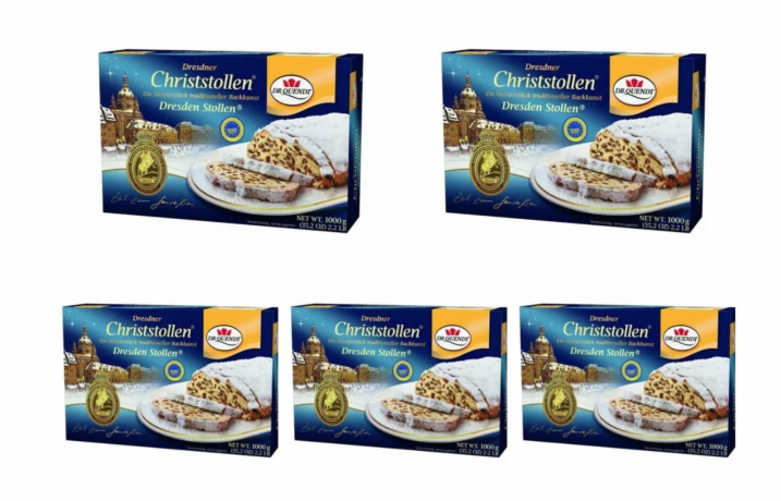 Рождественский Подарок Dr. Quendt Echter Dresdner Christstollen 5stk, 1 кг x 5 штук (5кг)