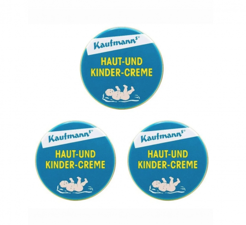 Kaufmann´s Haut & Kindercreme Reisegrobe 30ml x 3st, Крем для чувствительной и сухой кожи Kaufmanns, детский и взрослый, с витамином Е и цинком, защитный питательный крем, Германия, 30мл x 3шт