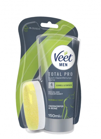 Veet Men Dusch-Haarentfernungscreme Oberkorper & Beine, normale Haut  Мужской крем для удаления волос в душе, для верхней части тела и ног, для нормальной кожи.
