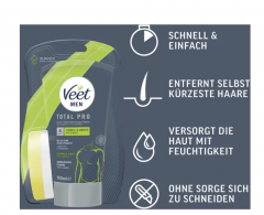 Veet Men Dusch-Haarentfernungscreme Oberkorper &amp; Beine, normale Haut  Мужской крем для удаления волос в душе, для верхней части тела и ног, для нормальной кожи.
