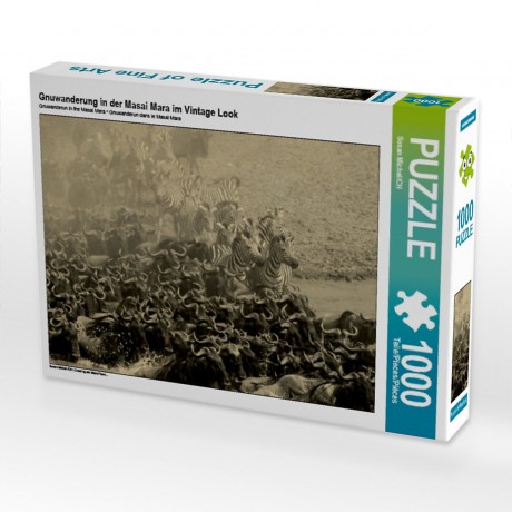 CALVENDO Puzzle CALVENDO Puzzle Gnuwanderung in der Masai Mara im Vintage Look Пазл CALVENDO Puzzle Миграция антилоп гну в Масаи Мара в винтажном стиле