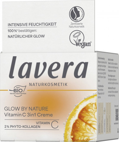 LAVERA Glow By Nature Vitamin C 3in1 Creme, 50 ml, Лавера Крем для лица 3 в 1 с витамином C, гиалуроновая кислота, сияние и увлажнение, 50 мл
