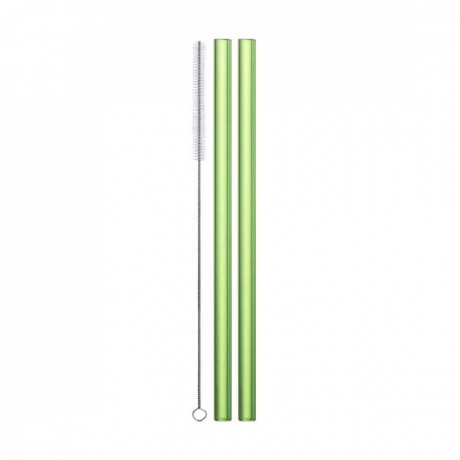 Eisch Eisch Gentleman Trinkhalm Glas Grun Set 2-tlg. mit Reinigungsburste - im Geschenkkarton l: 20 cm / d: 9 mm Стакан для питья Eisch Gentleman зеленый набор 2 шт. с щеточкой для чистки - в подарочной упаковке д: 20 см / д: 9 мм