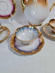 Набор для кофе винтажный RW Bavaria, белый фарфор с обильной позолотой: кофейник 19 x 21 см, 3 чашки 9 x 4,5 м, 4 x блюдца - 12см, Германия, 1960-70гг.