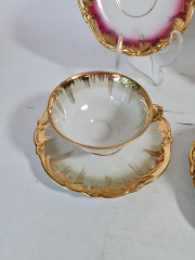 Набор для кофе винтажный RW Bavaria, белый фарфор с обильной позолотой: кофейник 19 x 21 см, 3 чашки 9 x 4,5 м, 4 x блюдца - 12см, Германия, 1960-70гг.