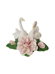 Фигурка винтажная Capodimonte &quot;Два лебедя с цветком&quot;, бисквитный фарфор, 17 х 16 см, Италия, 1960-70гг.
