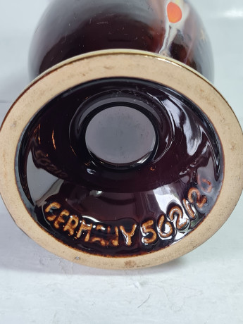 Ваза винтажная Jasba Keramik, черно-коричневая керамика с декором, 27 x 8 см / 3,5 см, Германия, 1960-70гг.