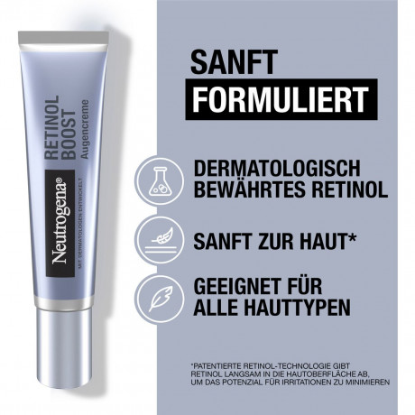 Neutrogena Anti-Age Retinol Boost Augencreme, 15 ml, Neutrogena Retinol Boost Антивозрастной крем для кожи вокруг глаз с ретинолом и гиалуроновой кислотой, без отдушки, 15 мл