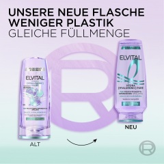 L'Oreal Paris Elvital Hydra Hyaluronic Pure 72H Feuchtigkeitsspendende Spuelung, 250 ml, Увлажняющий кондиционер для волос с жирными корнями и обезвоженной длиной, до 72 часов увлажнения, 250 мл