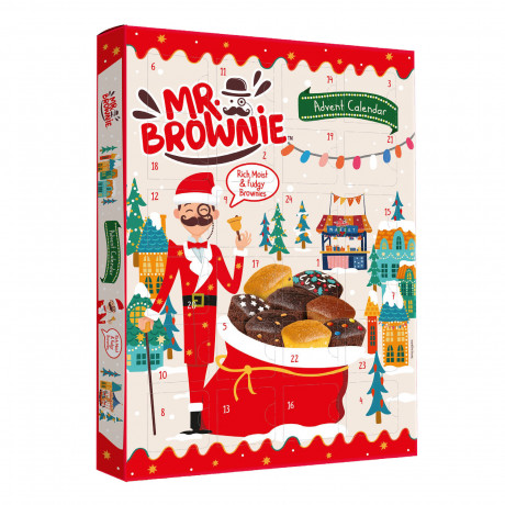 Mr. Brownie Adventskalender 2026, Адвент-календарь 2026 Mr. Brownie с 24 мини-кексами восьми видов, 600 г