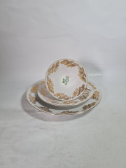 Чайное трио винтажное Bareuther Waldsassen Bavaria с розовыми цветами и золотым декором, фарфор, Германия, 1960-70гг.