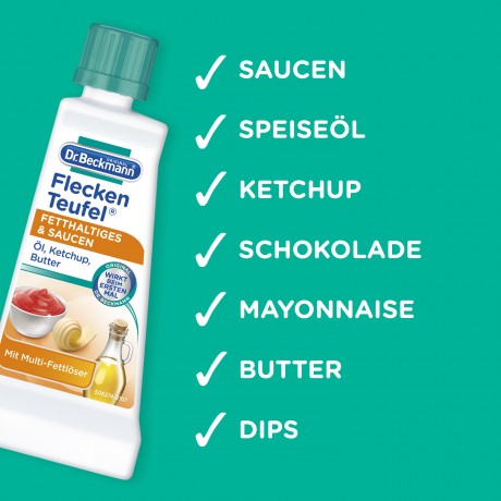 Dr. Beckmann Fleckenteufel fetthaltiges & Saucen, Доктор Бекманн Пятновыводитель жирные пятна и пятна от соусов, 50 мл