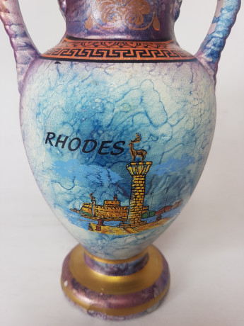 Керамическая ваза в греческом стиле с двумя ручками  "Родес", 18,5 x 12 см, Греция, 1970-80гг.
