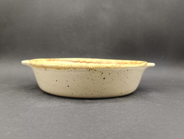 Тарелки сервировочные винтажные CCF France / Коллекция "Ботаника" с ручками, керамика, 3 шт., 20 см, Франция, 1970-80гг.