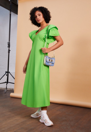 Tommy Hilfiger FRILL DRESS Day dress spring lime ПЛАТЬЕ С РЯБКАМИ Повседневное платье весенняя известь