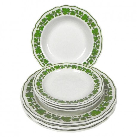 Meissen Meissen 'Neuer Ausschnitt - Voller gruner Weinkranz weisser Rand' Teller 9-tlg. Meissen "New Cut - Полный зеленый винный венок с белым краем" Тарелка 9 предм.
