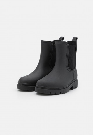 Tommy Hilfiger MATT ANKLE RAINBOOT WITH ELASTIC Wellies black МАТОВЫЕ ДОЖДЕВЫЕ БОТИНКИ С ЭЛАСТИЧКОМ Резиновые сапоги черный