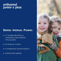 Orthomol junior C plus Kautabletten Waldfrucht, 30st, Ортомол джуниор Витамин С+ с Витамином D и кальцием, жевательные таблетки для иммунитета, здоровья, роста и развития детей с 4-х лет, со вкусом лесных ягод, 30 шт.