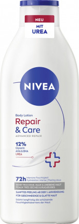 NIVEA Repair & Care Urea Body Lotion, 400 ml, Нивеа Лосьон для тела, 12% глицерин, AHA BHA и мочевина, для очень сухой кожи, 72ч увлажнение, 400 мл