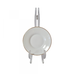 Тарелка винтажная Fabrique Royale Limoges, белый фарфор с позолоченным рельефным краем, 10,5 x 1,5 см, Франция, 1960-70гг.